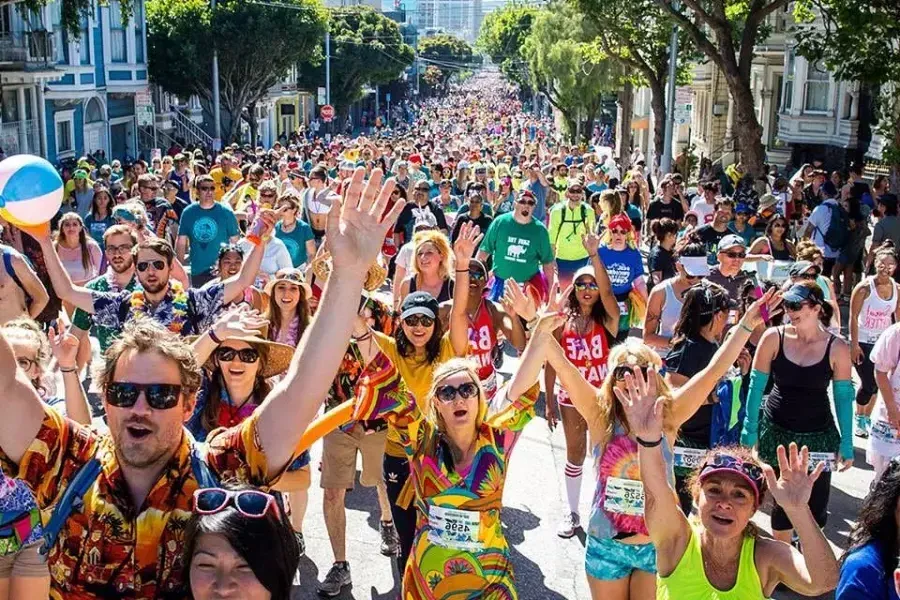 Runners participate in San Francisco's bay to breakers.